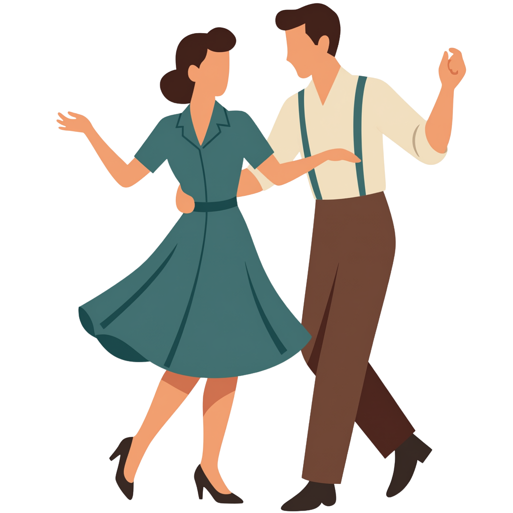 Image shows a couple from the 1940s dressed up for a murder mystery game