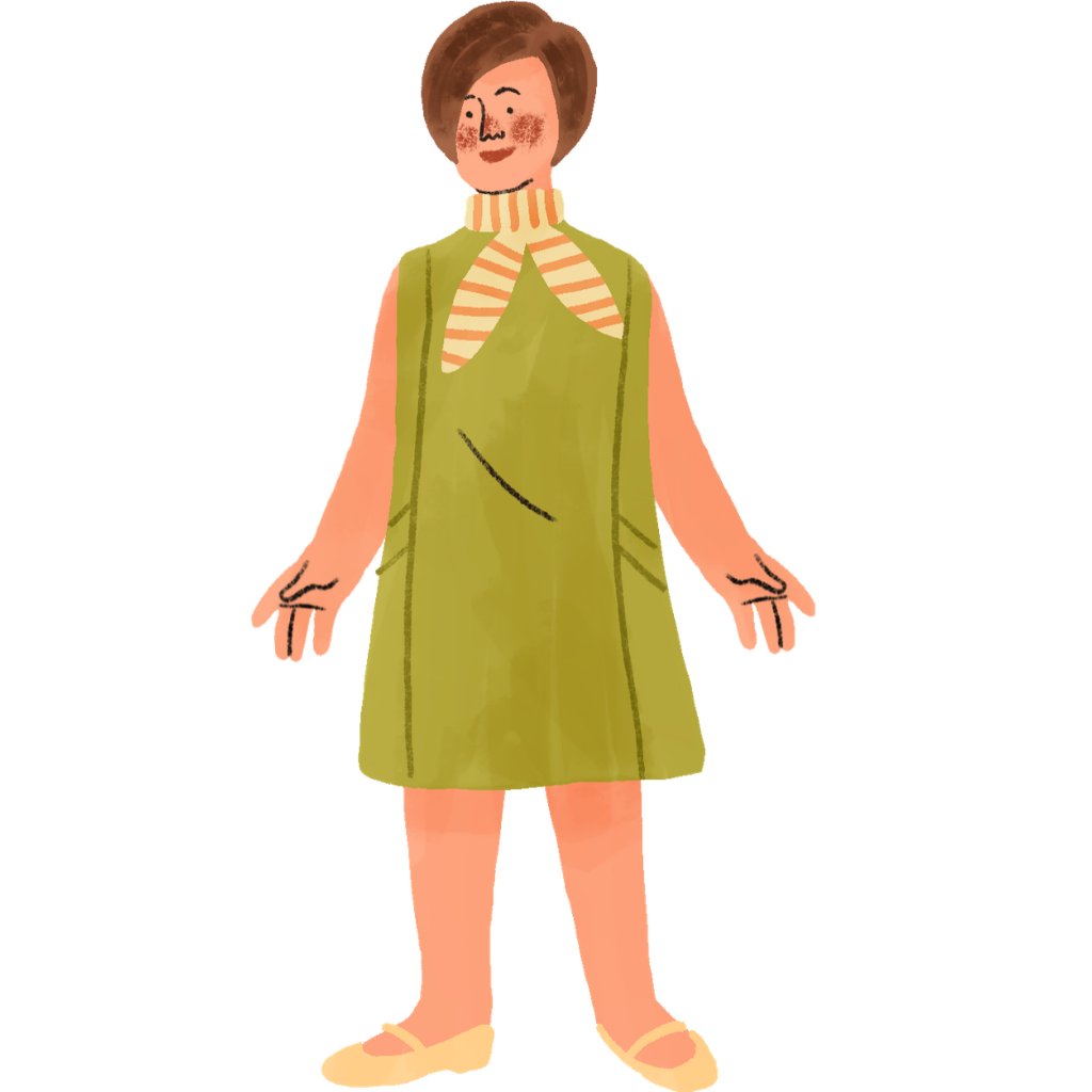 Image shows a woman from the 1960s dressed up for a murder mystery game